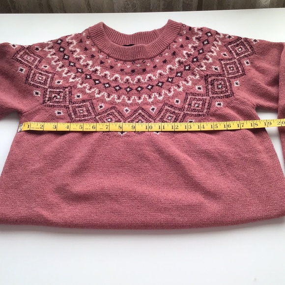 Wool blend Sunice Stormpack dusty pink Fair Isle sweater sz L - Picture 7 of 8